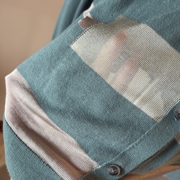 Vera wang NEW teal green gray partial sheer cardigan netting mesh / button up XL - Picture 5 of 14